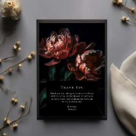 Tarjeta De Agradecimiento Oscuro Moody Black Gothic Florals Bridal Shower