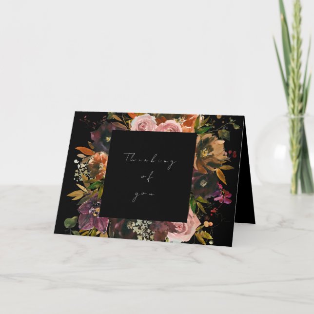 Tarjeta De Agradecimiento Oscuro negro Moody otoño pensando en tu carta (Anverso)