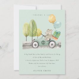 Tarjeta De Agradecimiento Osito de cumpleaños de cualquier edad verde acuáti