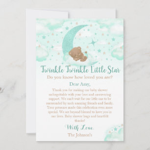 Tarjeta De Agradecimiento Osito de la fiesta de bebé Twinkle Twinkle Little
