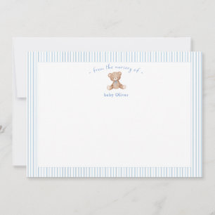 Tarjeta De Agradecimiento Osito de peluche bebé niño azul