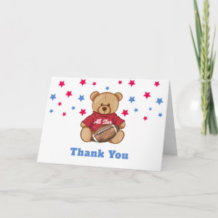Tarjeta De Agradecimiento Osito de peluche estrella de fútbol americano Spor