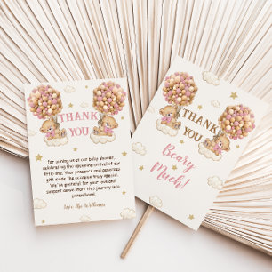 Tarjeta De Agradecimiento Ositos gemelos Regalo de ducha Pastel Rosa Beige 