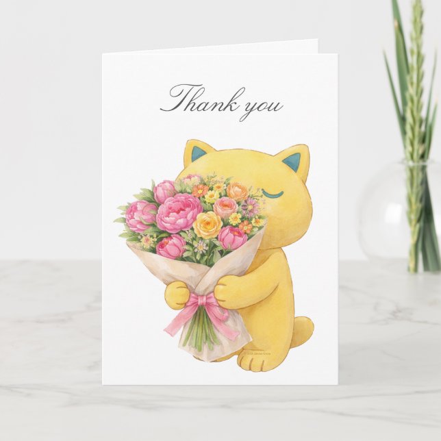 Tarjeta de agradecimiento – Oso amarillo suave con (Anverso)
