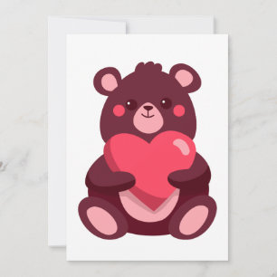 Tarjeta De Agradecimiento Oso Bonito Con Corazón
