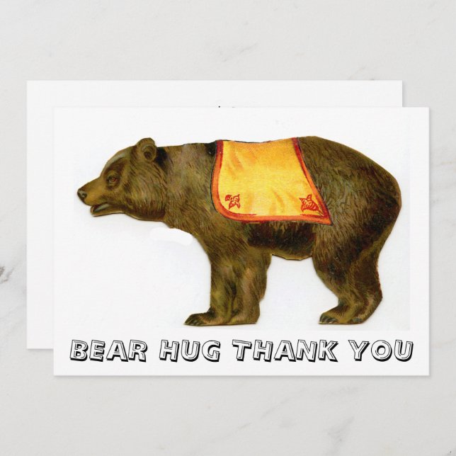 Tarjeta De Agradecimiento Oso circo vintage (Anverso / Reverso)