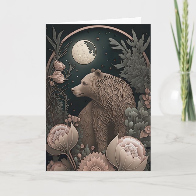 Tarjeta De Agradecimiento Oso Con Flores (Anverso)