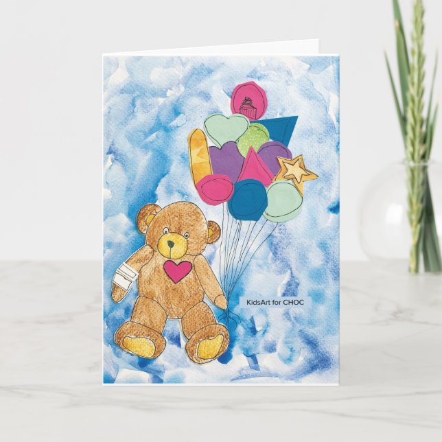 Tarjeta De Agradecimiento Oso con Globos - Arte Infantil para CHOC (Anverso)