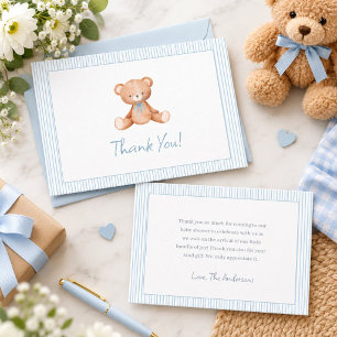 Tarjeta De Agradecimiento Oso de acuarela Baby Shower de niño