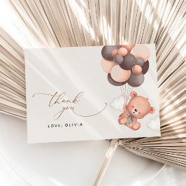Tarjeta De Agradecimiento Oso de Bebé, Oso de Teddy, Globos Marrones, Baby S