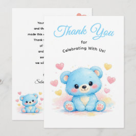 Tarjeta De Agradecimiento Oso de bebé rosa lindo para cumpleaños de niño