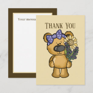 Tarjeta De Agradecimiento Oso de flor de corte agregar mensaje