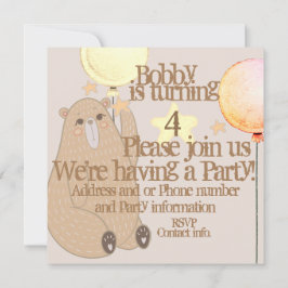 Tarjeta De Agradecimiento Oso de Invitación, Dragón, Unicornio, Amigos Mágic