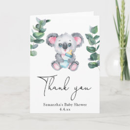Tarjeta De Agradecimiento Oso de Koala gracias bebé ducha