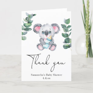 Tarjeta De Agradecimiento Oso de Koala gracias bebé ducha