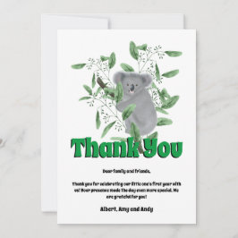 Tarjeta De Agradecimiento Oso de Koala lindo trepando un árbol de eucaliptos