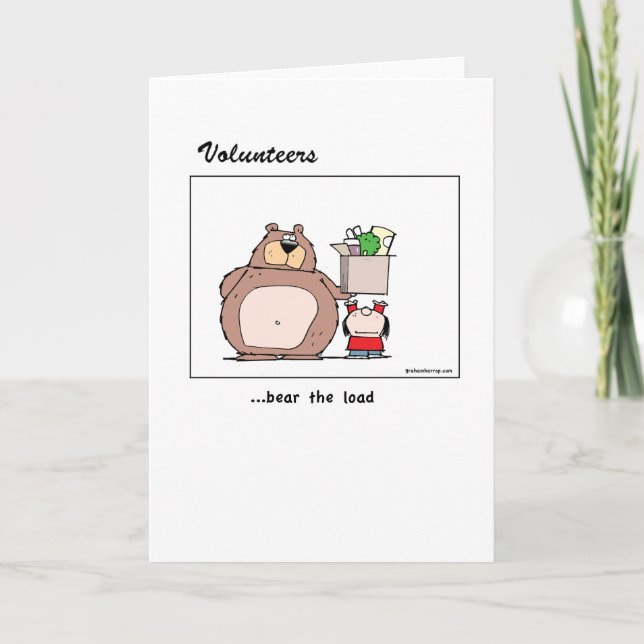 Tarjeta De Agradecimiento Oso de los voluntarios la carga - gracias cardar (Anverso)