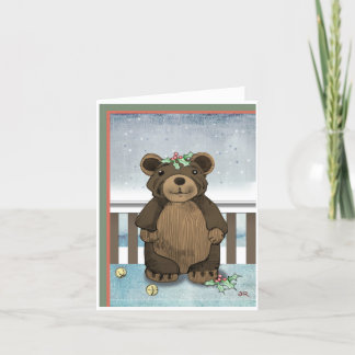 Tarjeta De Agradecimiento Oso de madera en nieve
