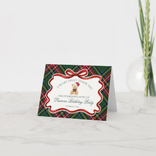 Tarjeta De Agradecimiento Oso de Navidad de Cuadros Escoceses Cumpleaños Gra