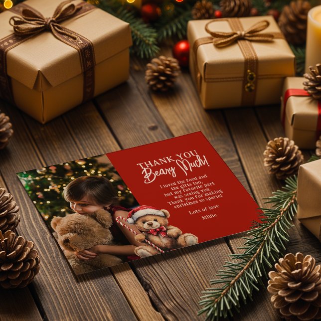 Tarjeta De Agradecimiento Oso de Navidad Gracias Beary (Subido por el creador)