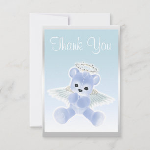 Tarjeta De Agradecimiento Oso de peluche Angel Azul Gracias Baby Shower
