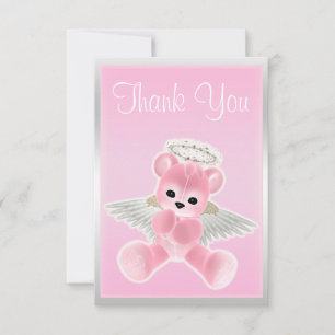 Tarjeta De Agradecimiento Oso de peluche ángel rosa Gracias Baby Shower