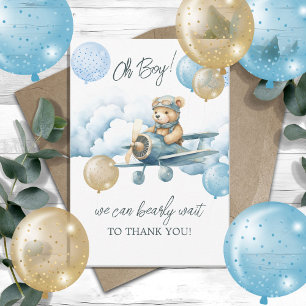 Tarjeta De Agradecimiento Oso de peluche Avión Globo Gracias
