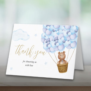 Tarjeta De Agradecimiento Oso de peluche azul de 'Apenas Esperamos' para Bab