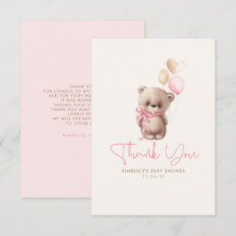 Tarjeta De Agradecimiento Oso de peluche Cumpleaños de bebé niña Gracias