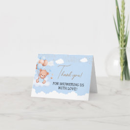 Tarjeta De Agradecimiento Oso de peluche de bebé azul claro