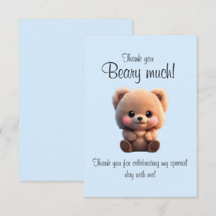 Tarjeta De Agradecimiento Oso de peluche de color acuático lindo bebé cumple