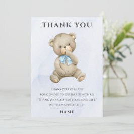 Tarjeta De Agradecimiento oso de peluche de cualquier edad cumpleaños niño