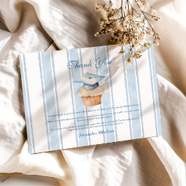 Tarjeta De Agradecimiento Oso de peluche de graduación de preescolar azul