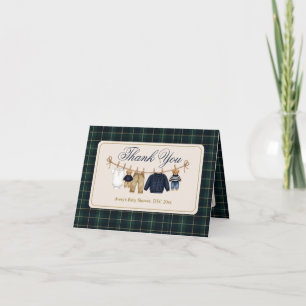 Tarjeta De Agradecimiento Oso de peluche de lujo a cuadros Baby Shower