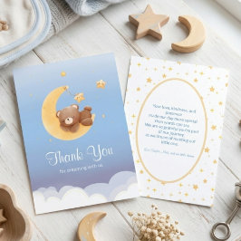 Tarjeta De Agradecimiento Oso de peluche de luna de nuevo llegada soñando