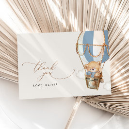 Tarjeta De Agradecimiento Oso de peluche, globo de aire caliente azul, Baby