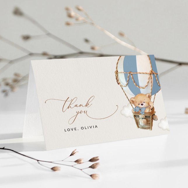 Tarjeta De Agradecimiento Oso de peluche, globo de aire caliente azul, Baby  (Subido por el creador)