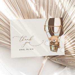 Tarjeta De Agradecimiento Oso de peluche, globo de aire caliente marrón, Bab