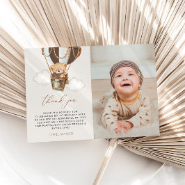 Tarjeta De Agradecimiento Oso de peluche, globo de aire caliente marrón, pri