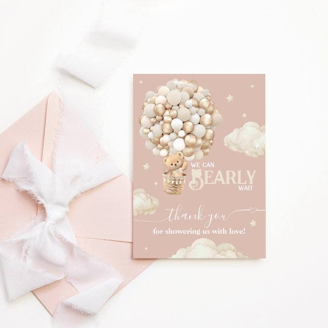 Tarjeta De Agradecimiento Oso de peluche Globo Oso Apenas Espera Cumpleaños  (Subido por el creador)