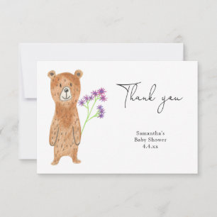 Tarjeta De Agradecimiento Oso de peluche gracias baby shower