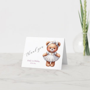 Tarjeta De Agradecimiento Oso de peluche lindo con globos y regalos