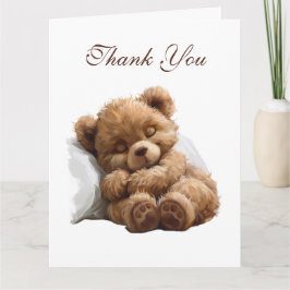 Tarjeta De Agradecimiento Oso de peluche marrón dulce bebé durmiendo