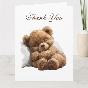 Tarjeta De Agradecimiento Oso de peluche marrón dulce bebé durmiendo