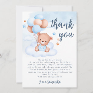 Tarjeta De Agradecimiento Oso de peluche Niño Baño Infantil Personalizable A