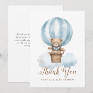 Tarjeta De Agradecimiento Oso de peluche niño luna estrellas baby shower