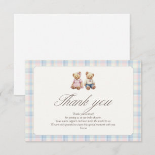 Tarjeta De Agradecimiento Oso de peluche rosa azul Gracias por la revelación