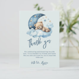 Tarjeta De Agradecimiento Oso de peluche sobre el Baby Shower de la luna