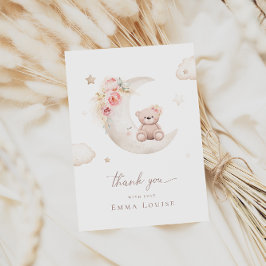 Tarjeta De Agradecimiento Oso de peluche sobre la luna Baby Shower neutral