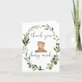 Tarjeta De Agradecimiento Oso de peluche verde eucalipto lindo